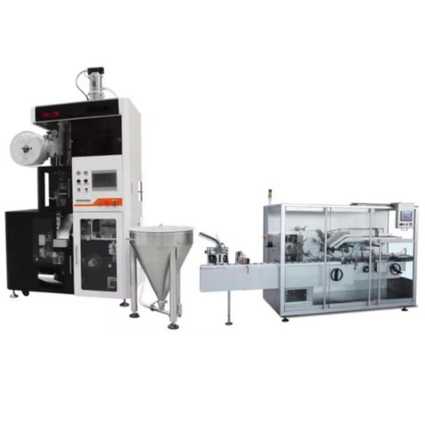 MD-FG60 drip coffee bag packaging machine can be connected with a carton box packing machine. MD-FG60 drip coffee bag packaging machine can be connected with a carton box packing machine.